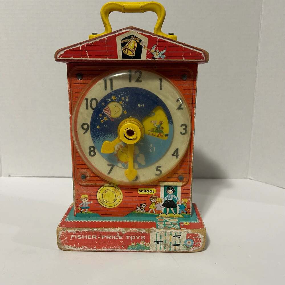 Vintage 1968 Fisher-Price Music Box Teaching Clock Model 998